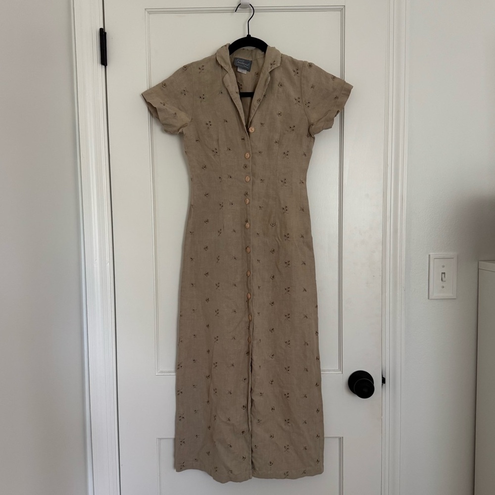 Vintage Cottagecore 100% Linen Carol Anderson dress